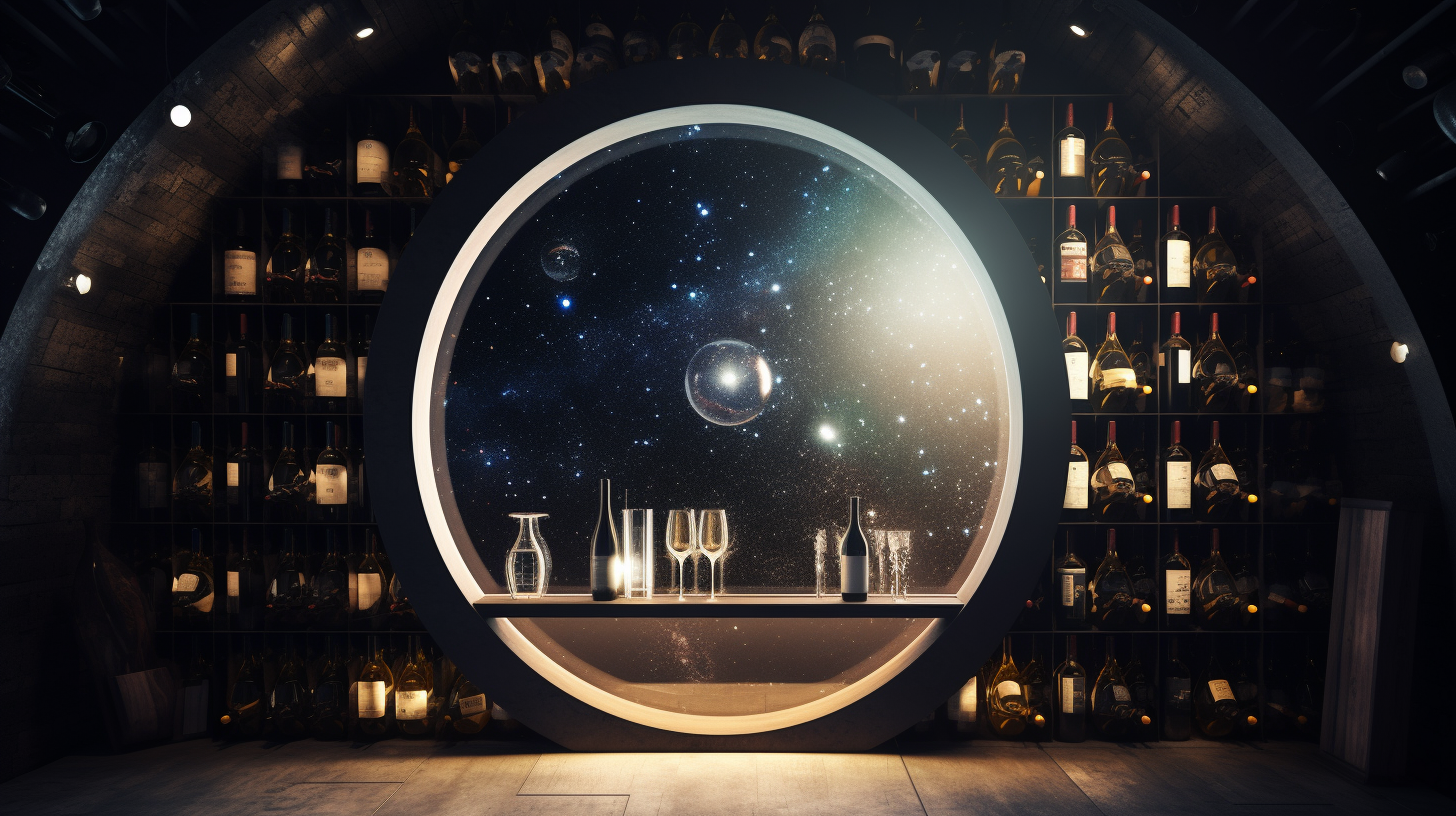 Futuristic wine and spirits cellar showcase