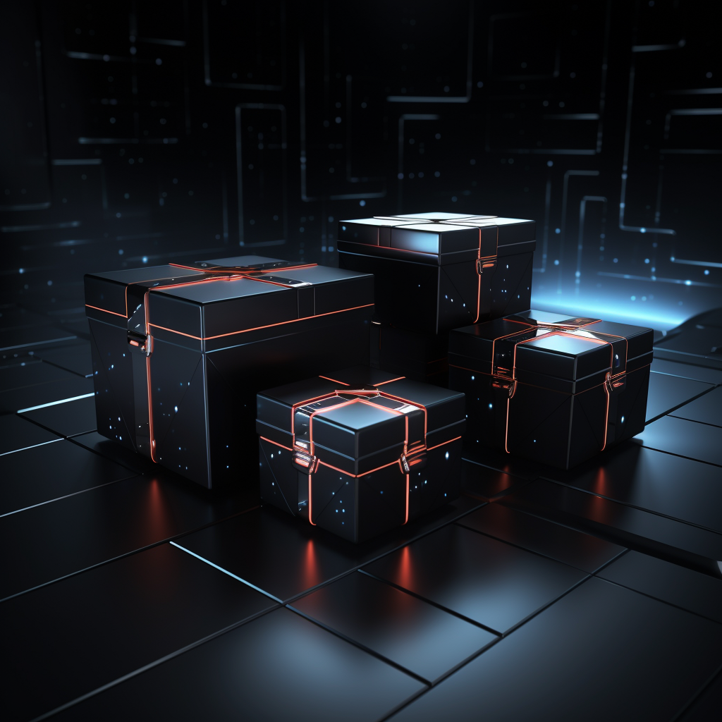 Stylish futuristic black boxes with copy space