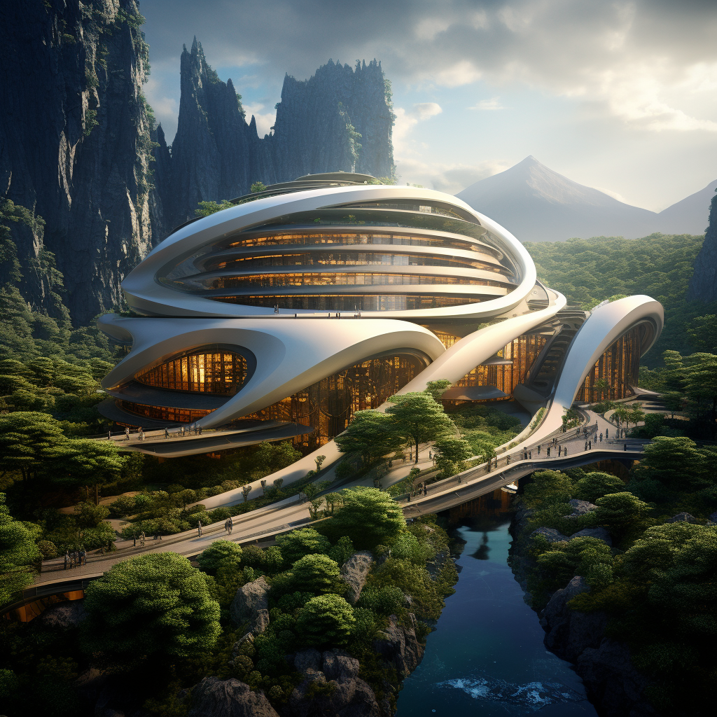 Biomimicry building in alien landscape