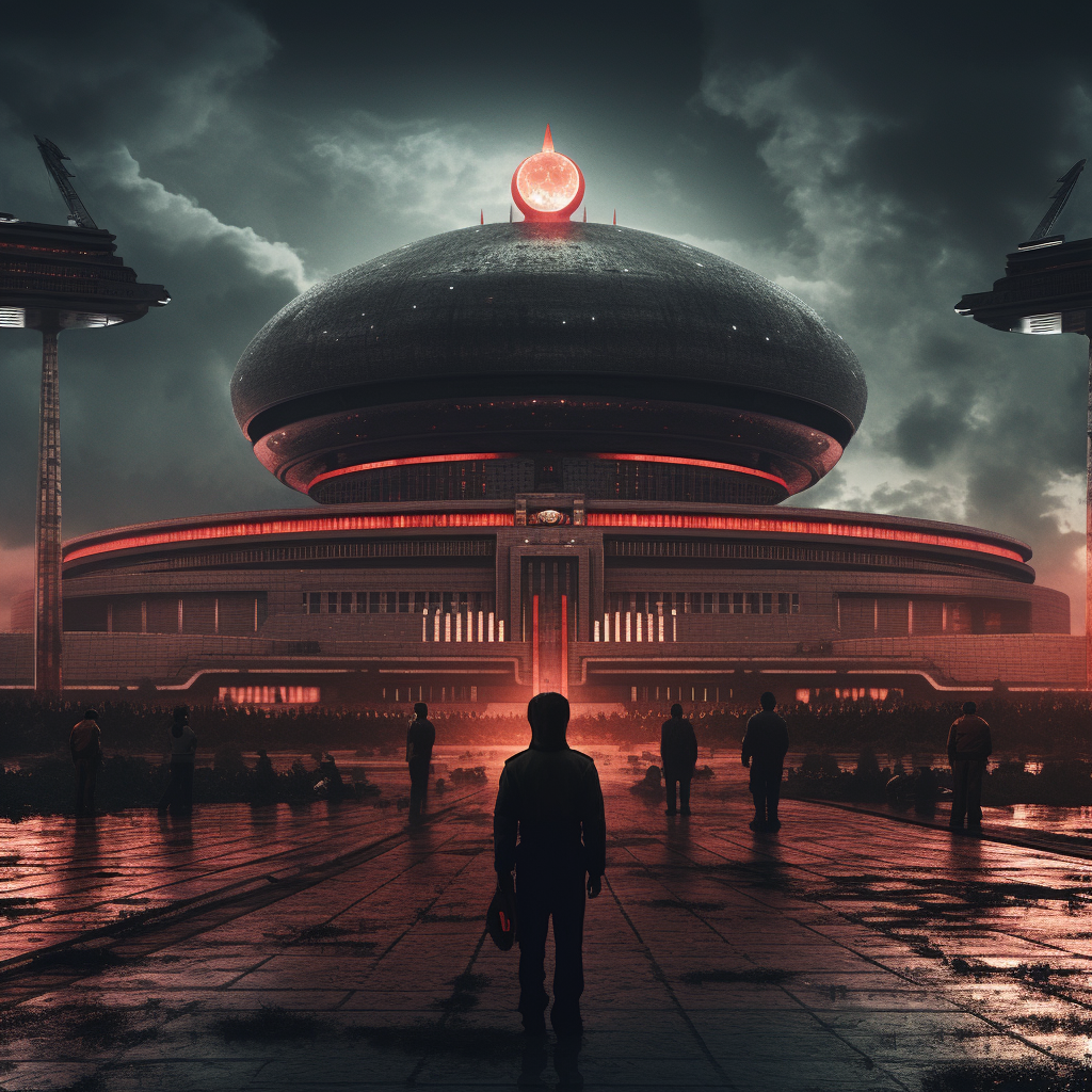 Futuristic Soviet-inspired aesthetic visuals