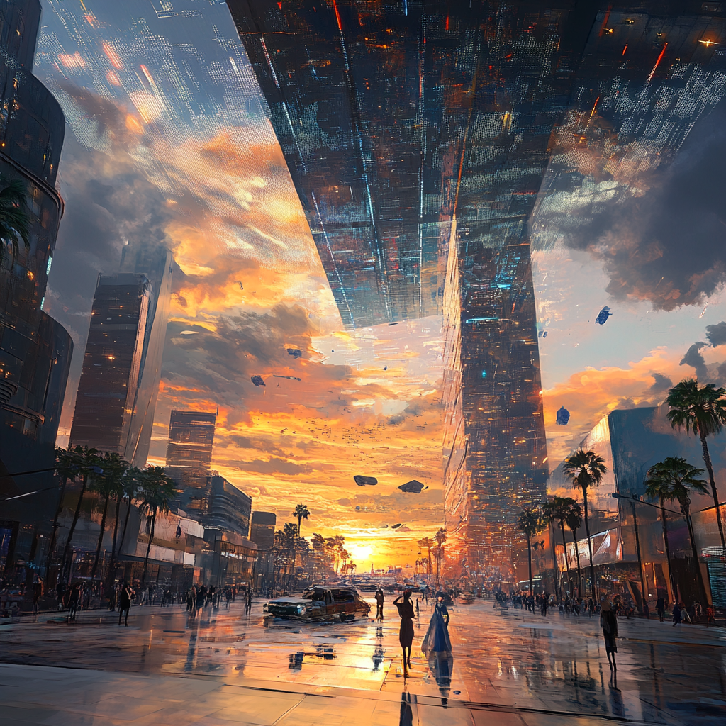 Futuristic Los Angeles City Square Rendering