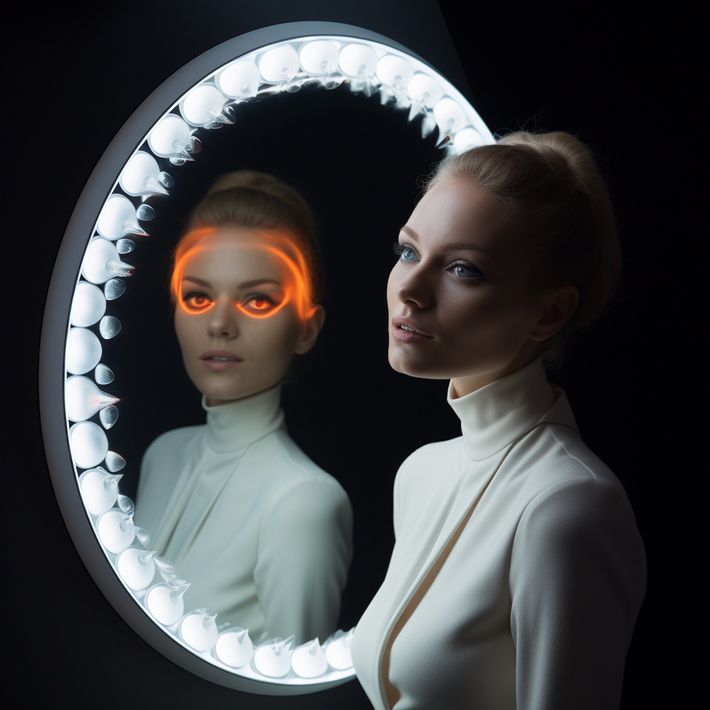 Futuristic mirror with light reflection