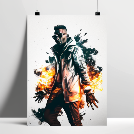 Futuristic rap god poster art