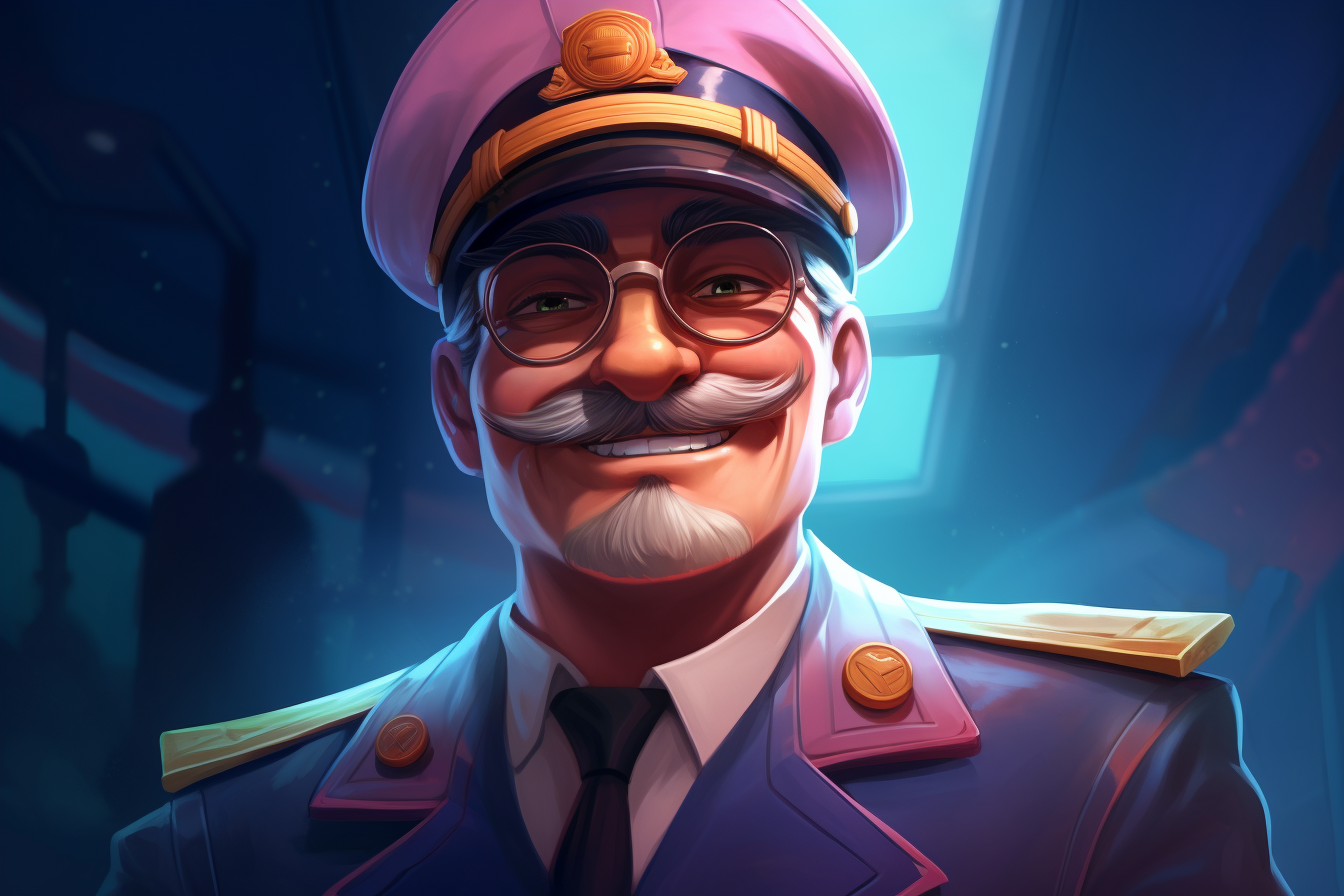 Futuristic Sailor Captain with Glasses and Mustache