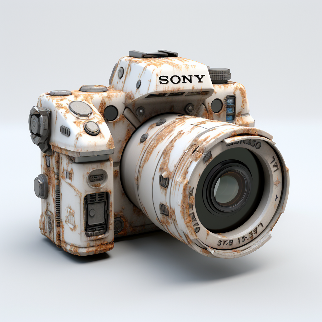 Futuristic Sony Camera on White Background