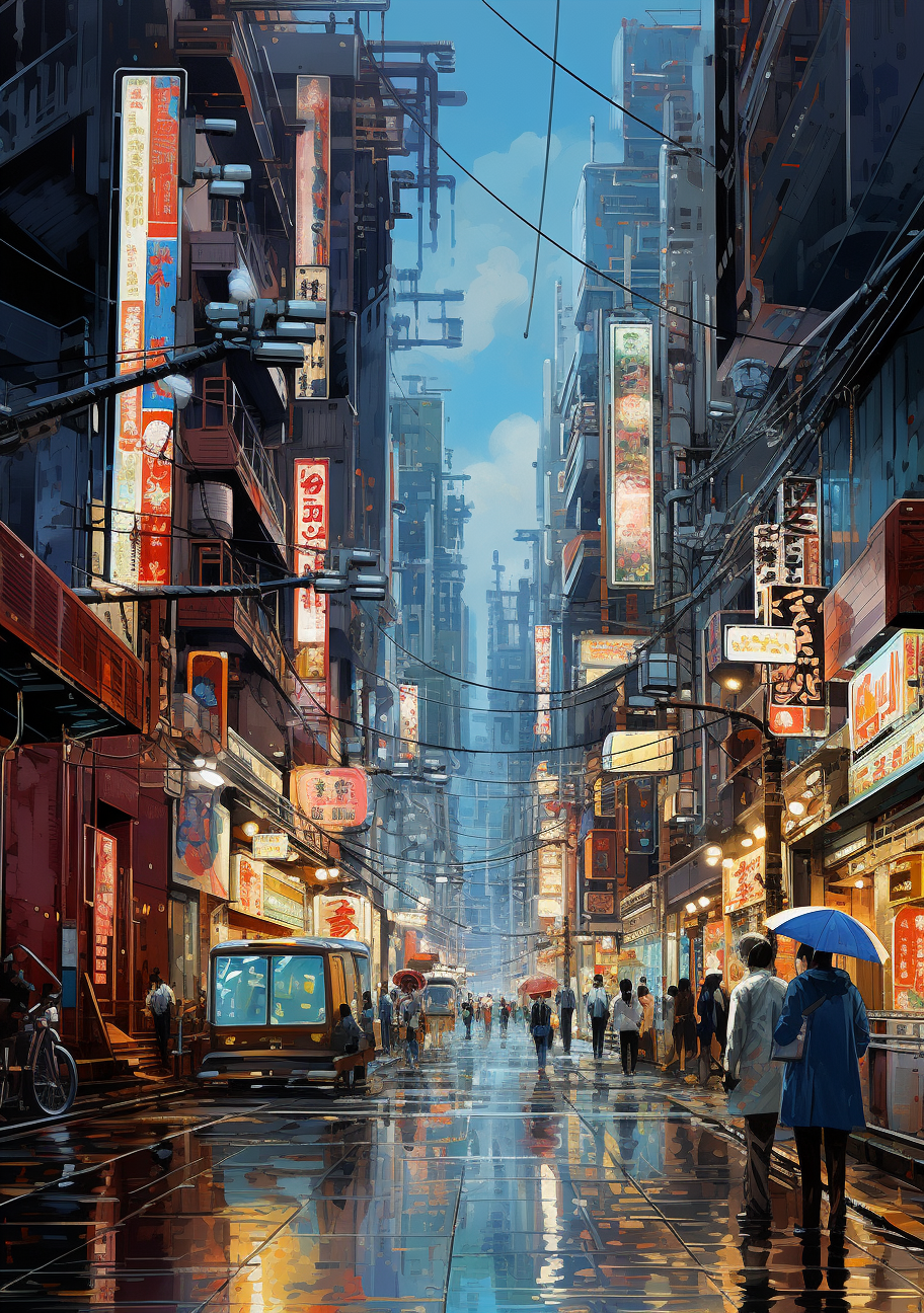 Futuristic Tokyo Street Scene Art