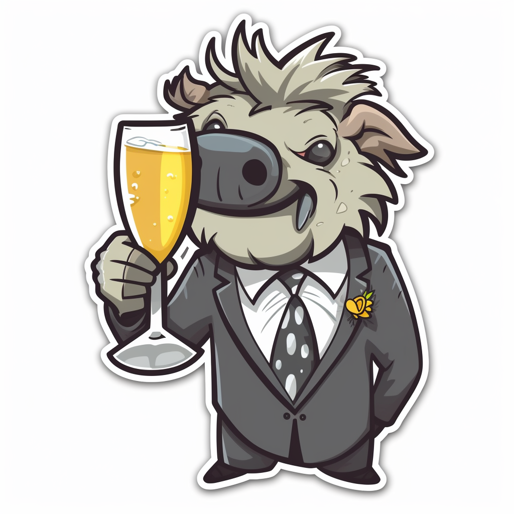 Fuzzy warthog with martini and toast