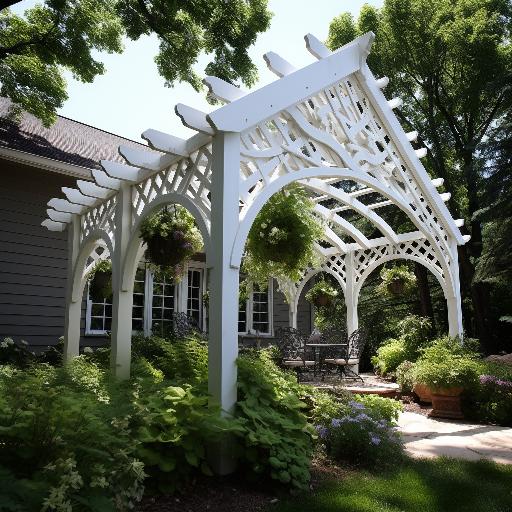 Beautiful gable pergola in garden