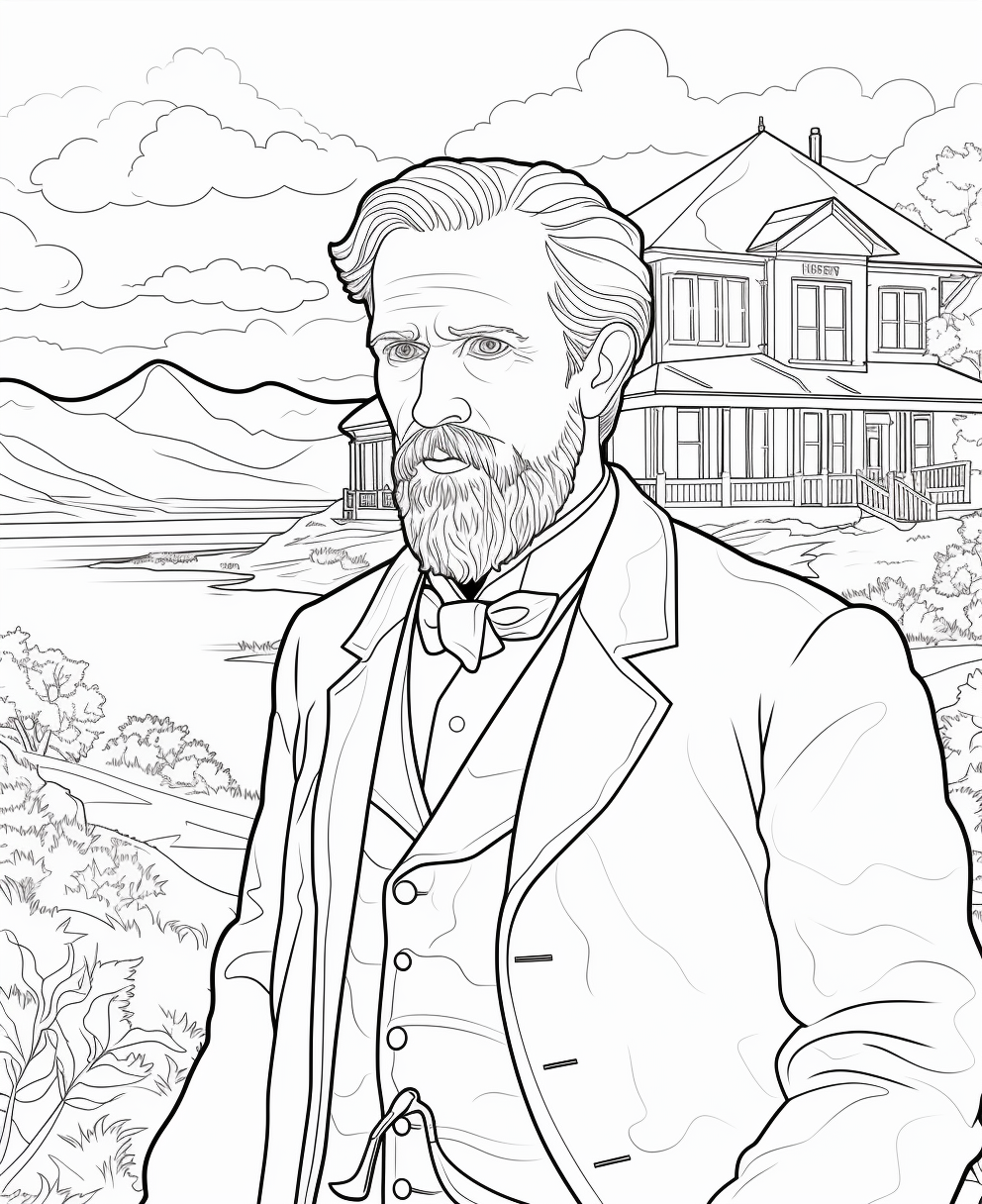 Cartoon Style Coloring Page of Dr. Paul Gachet