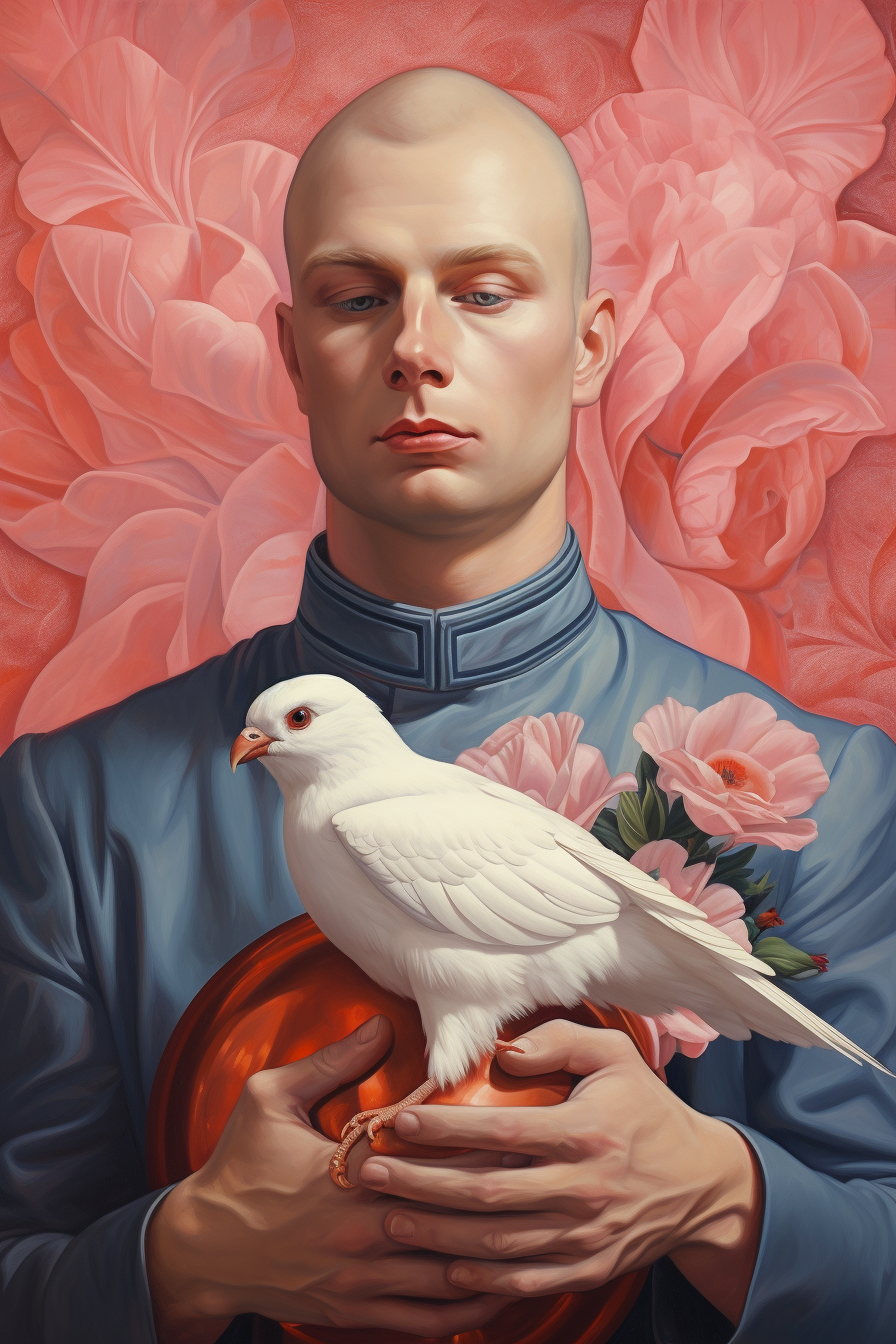 Yuri Gagarin with a dove