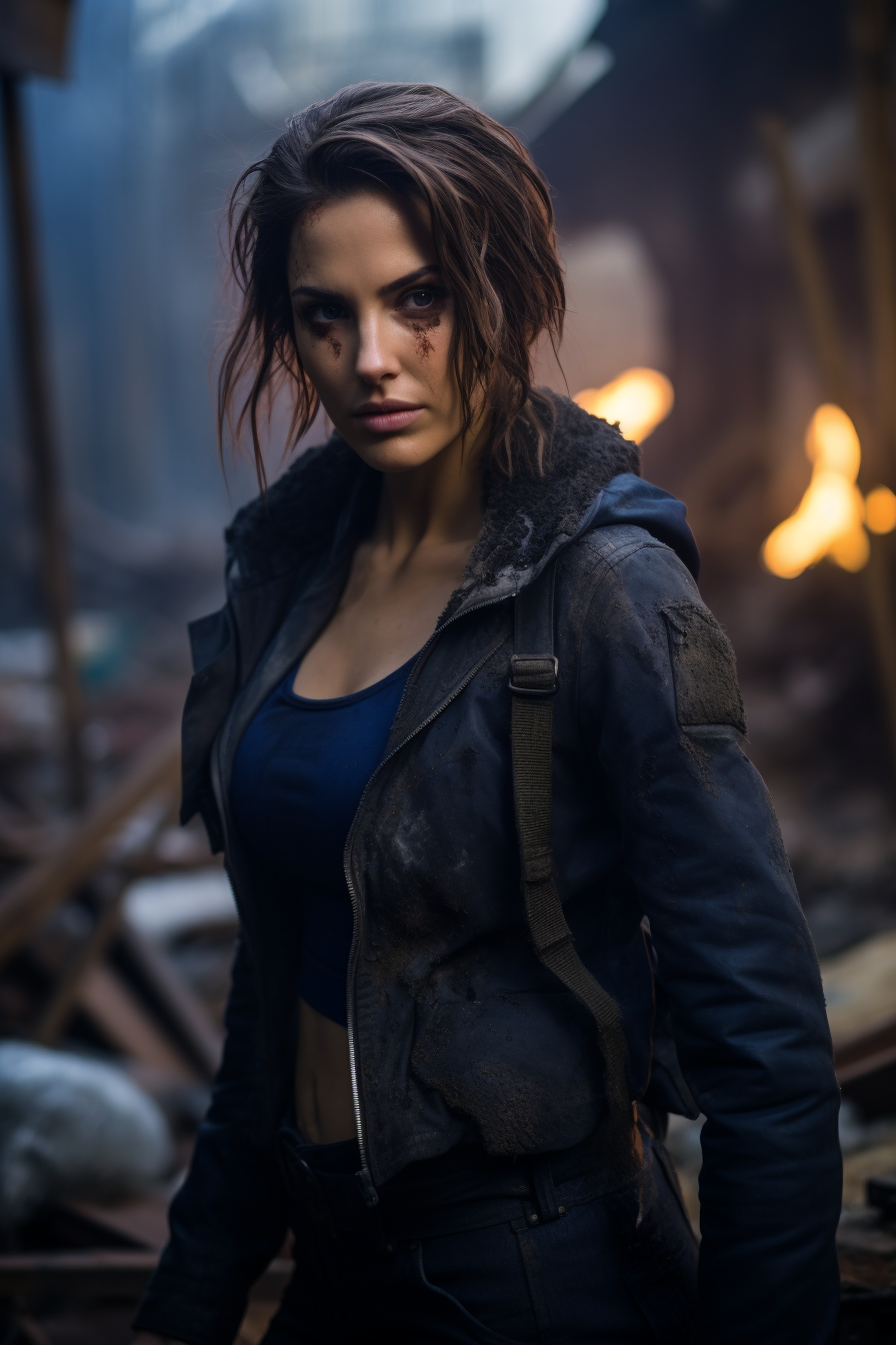 Gal Gadot as Jill Valentine in action