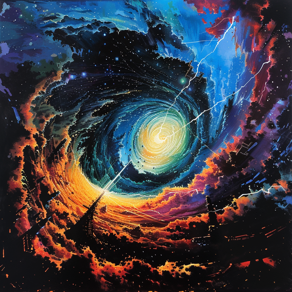 swirling colorful space storm illustration