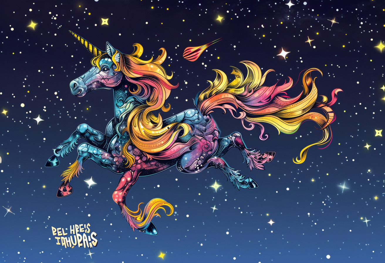 Galactic Unicorn Graffiti Illustration