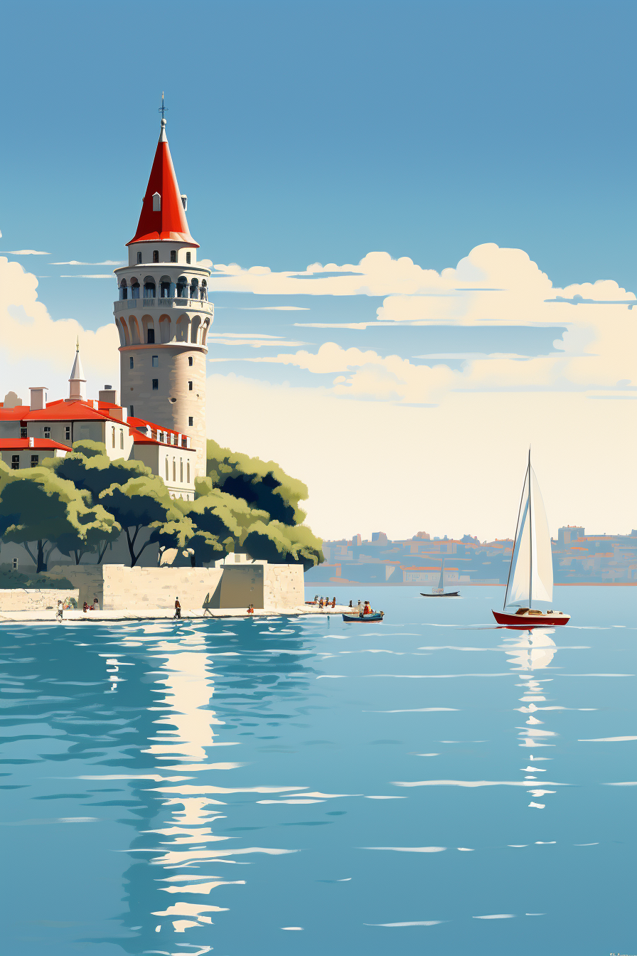 Stunning Galata Tower Istanbul Travel Poster