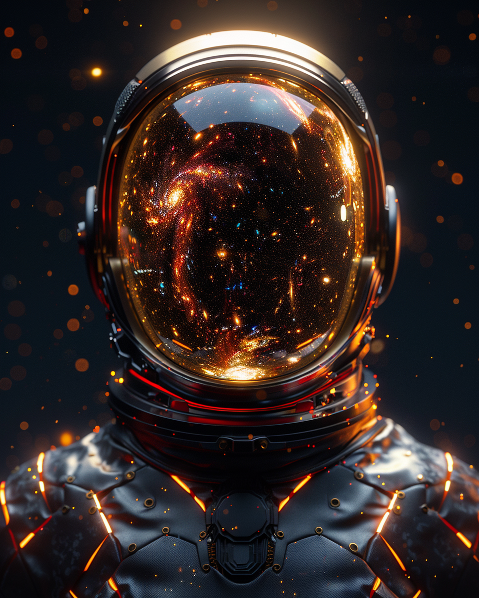 Galaxies helmet reflection spacesuit