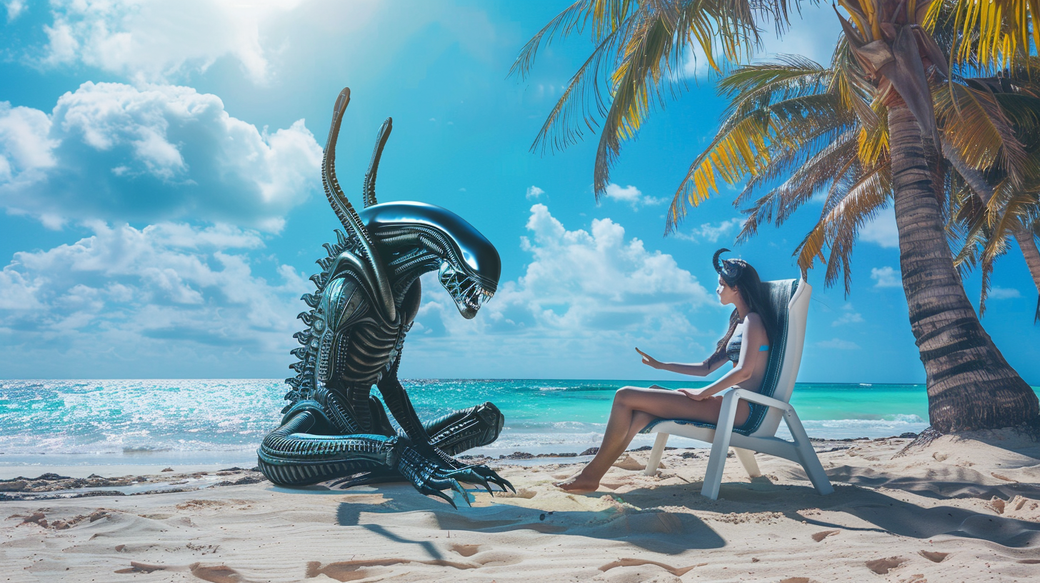 Galaxina Xenomorph Beach Aruba Illustration