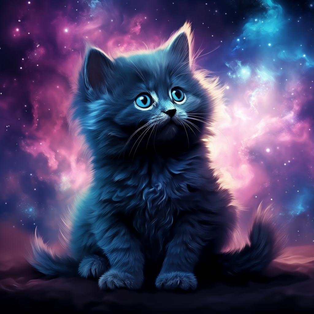 Cute kitten with galaxy fur