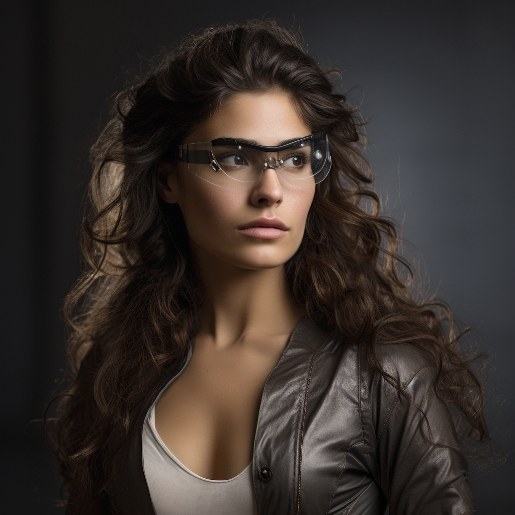 Beautiful Gallic woman wearing AR glasses