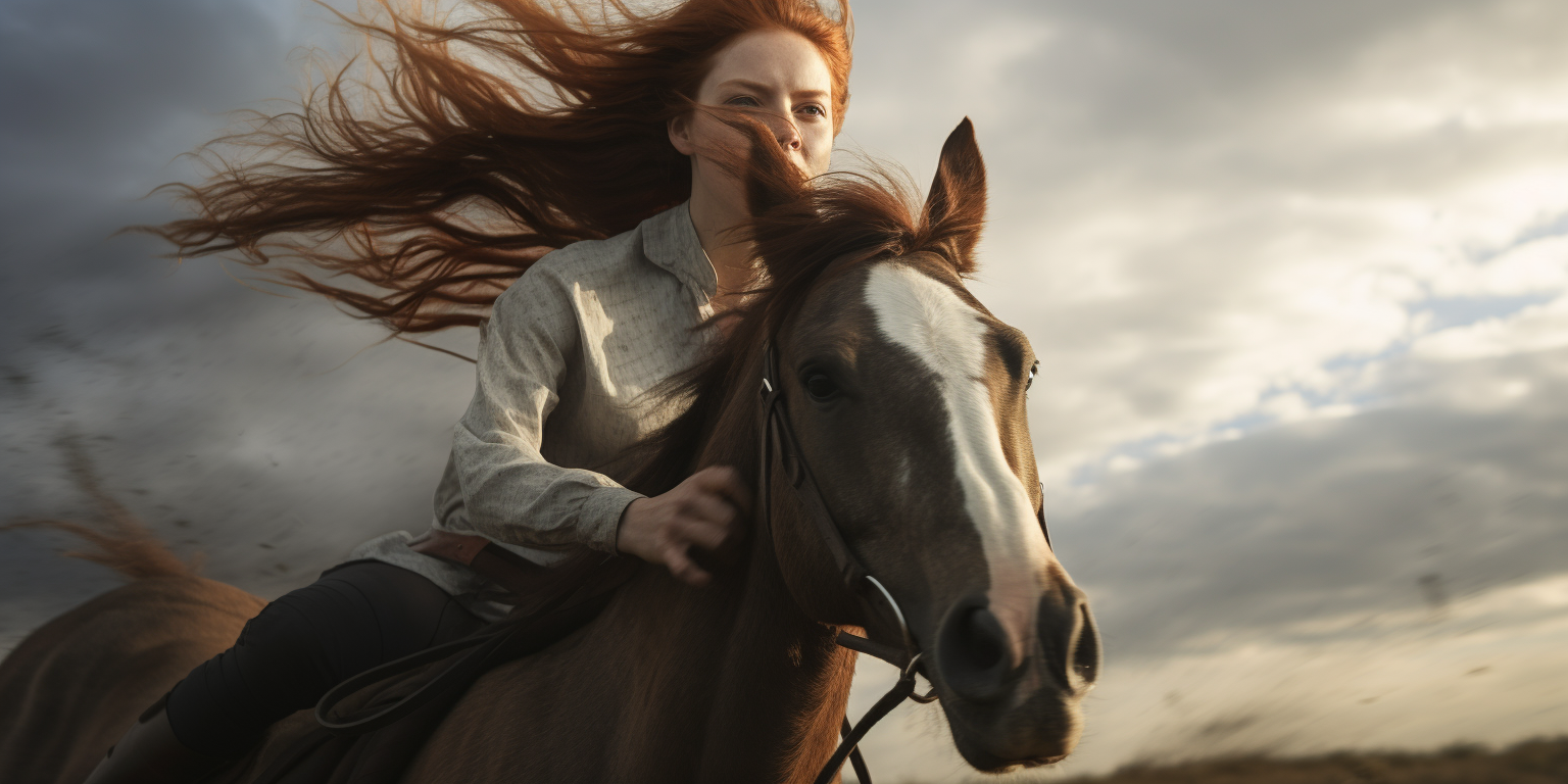 Horse galloping over open fields