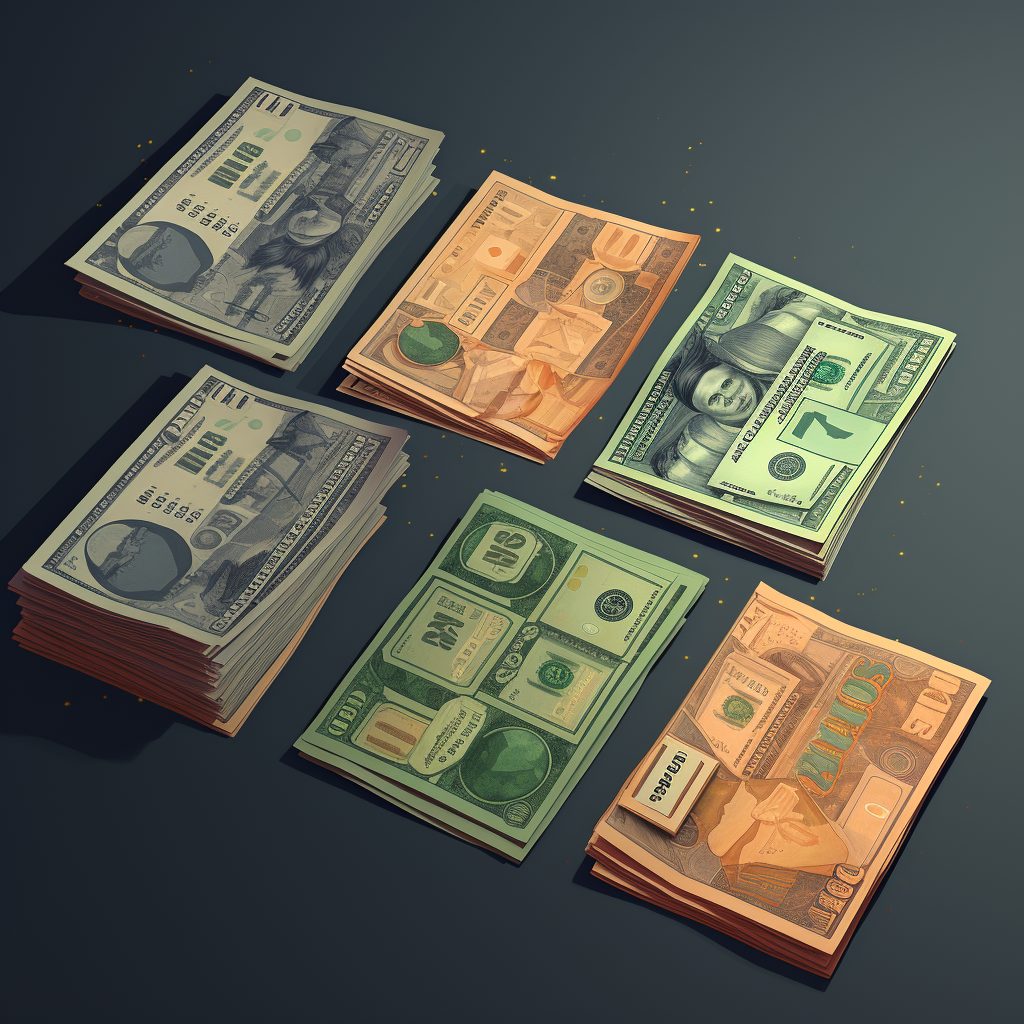 2D asset minimalist art money bills