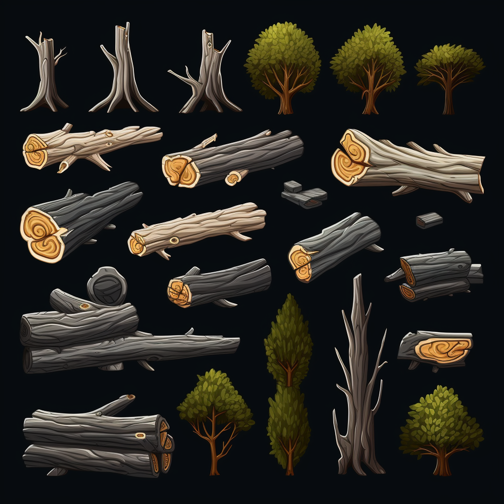 Tree logs game asset spritesheet