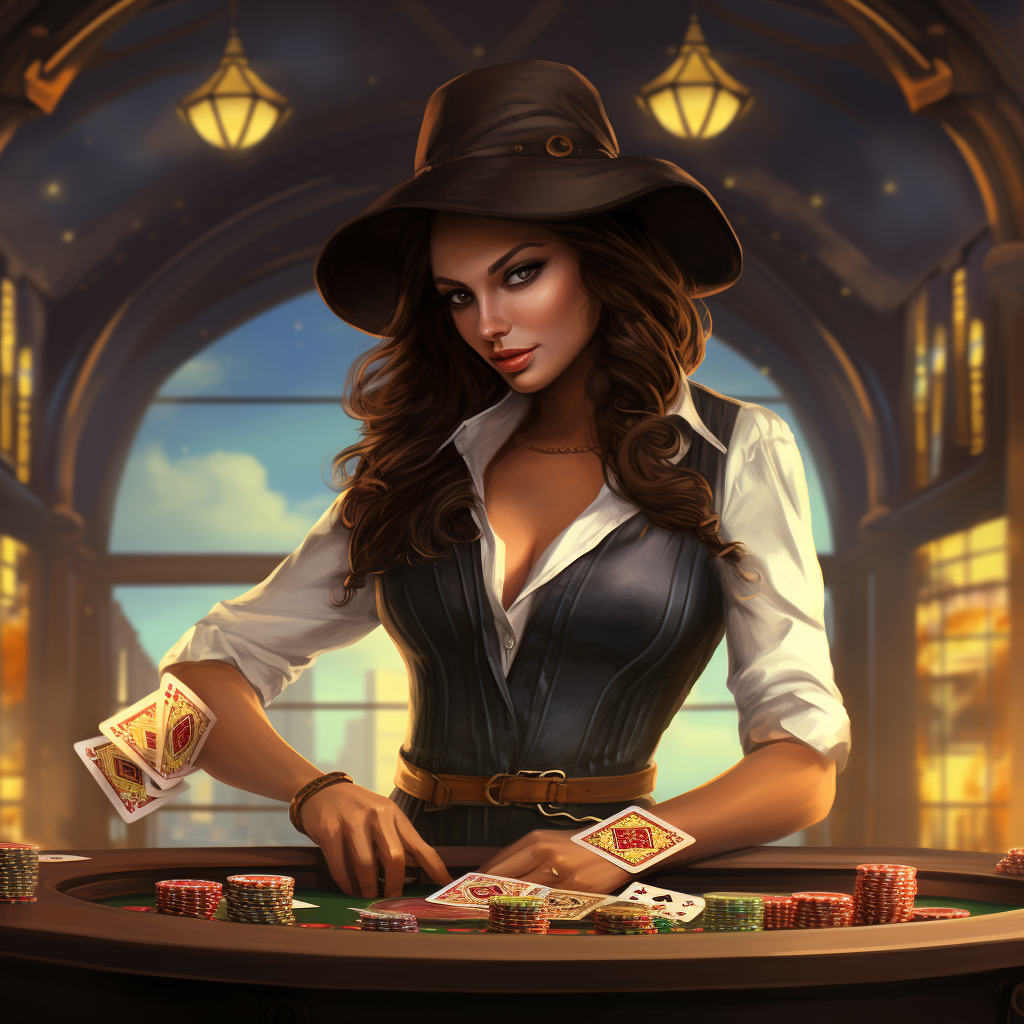 Casino dealer game character at work