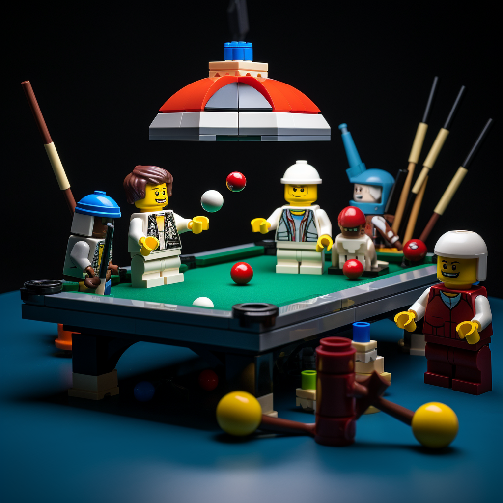 Fun Game Characters Playing Billiards