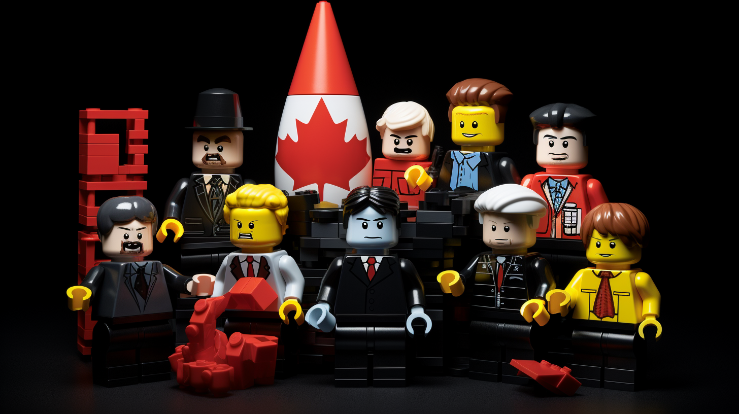 Fun game characters and Canadian politics illustration