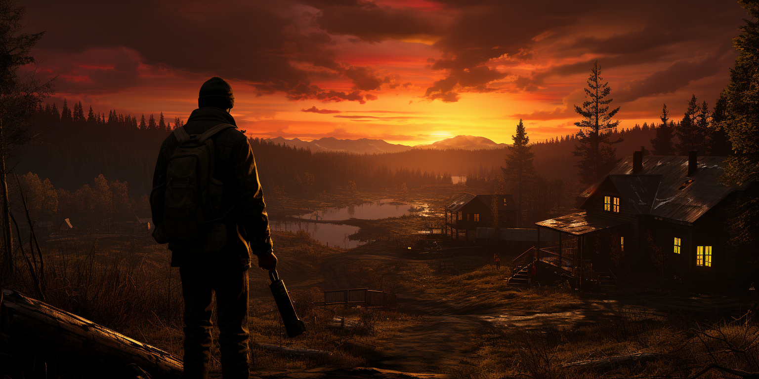 Scenic sunset in the game Dayz