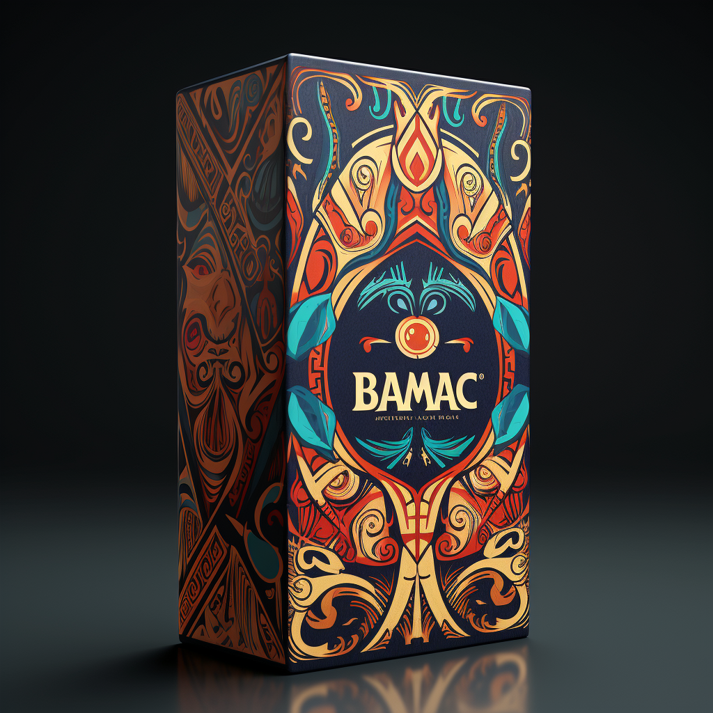 Game packaging with Maori symbols and colors