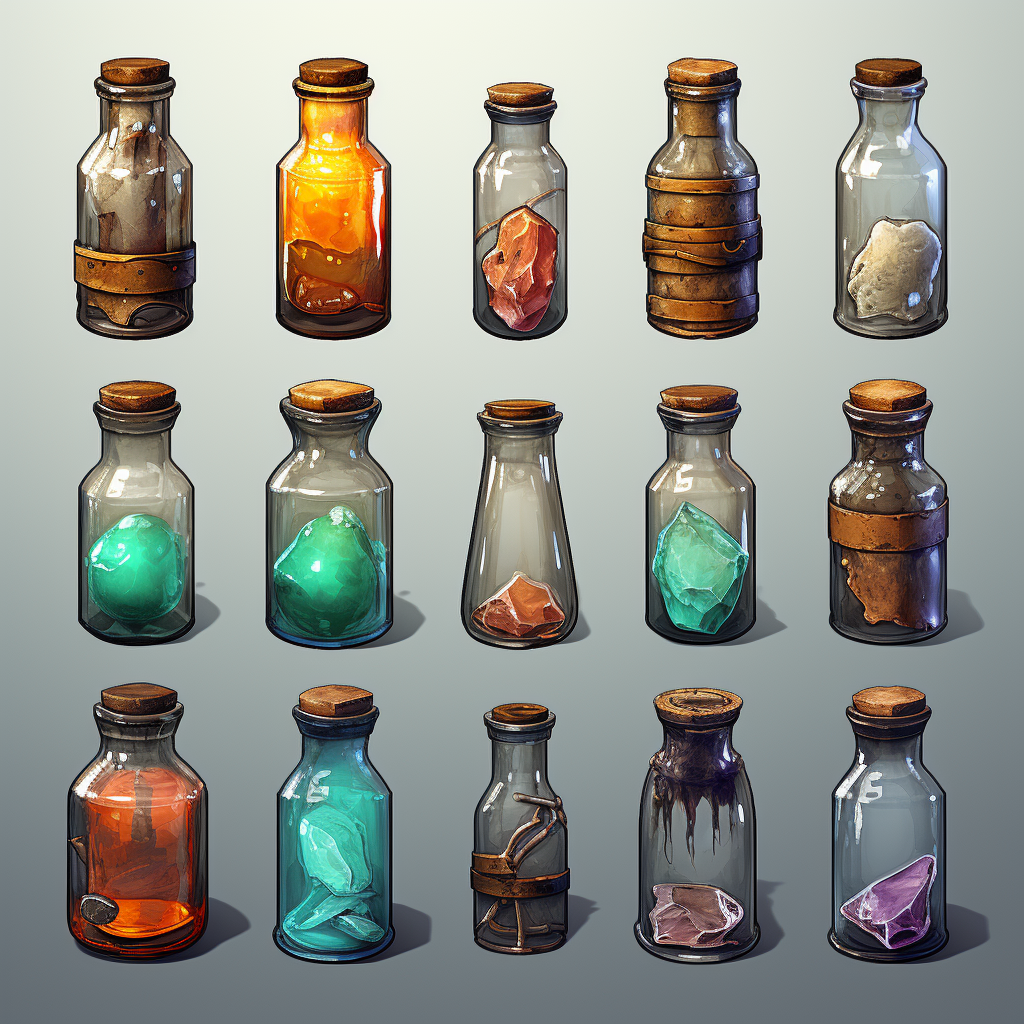 Broken glass bottle in game elements