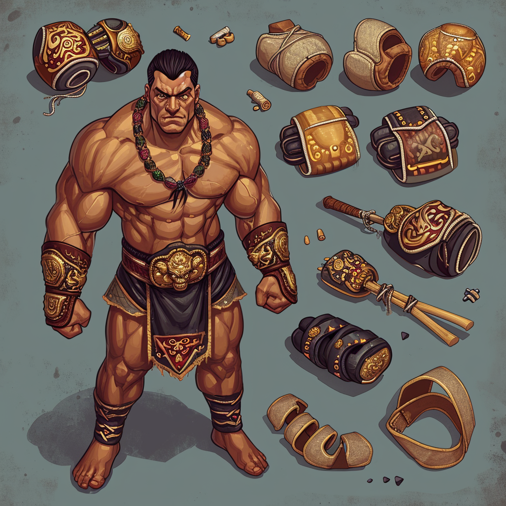 Vibrant game illustration for wrestling interface