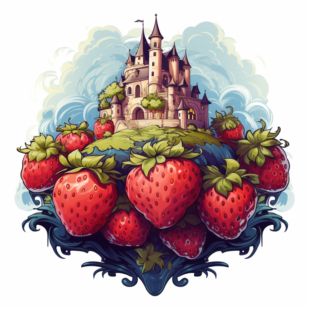 Artistic castle made from blueberries and strawberries