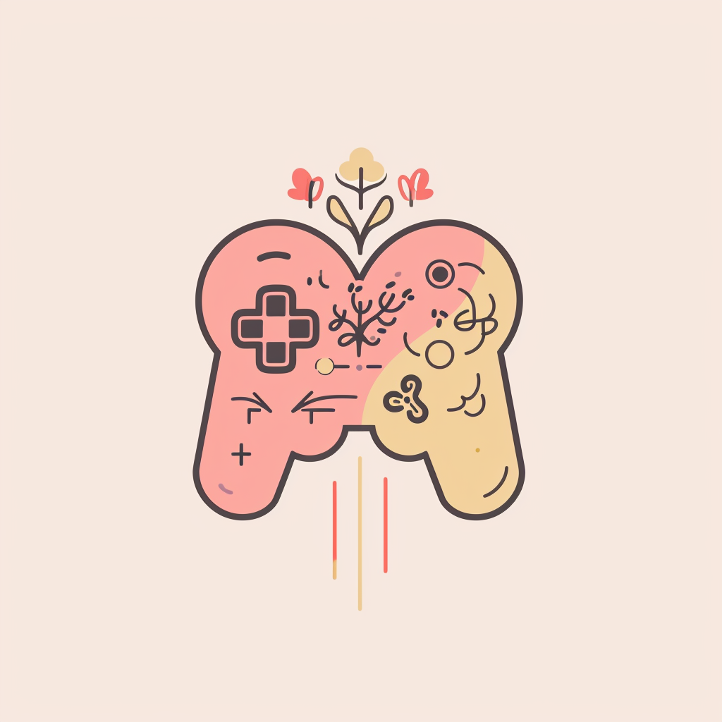 Minimalist cute logo representing gaming and biology fusion