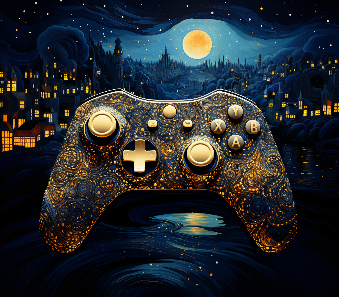 Detailed gaming controller artwork