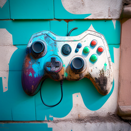 Vibrant gaming controller painted on a wall