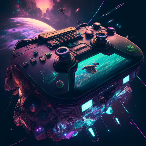 Cyberpunk gaming controller in space