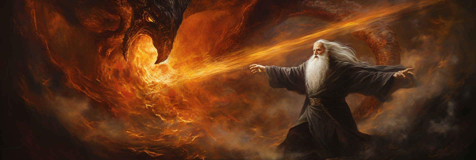 Powerful Gandalf battles fearsome Balrog