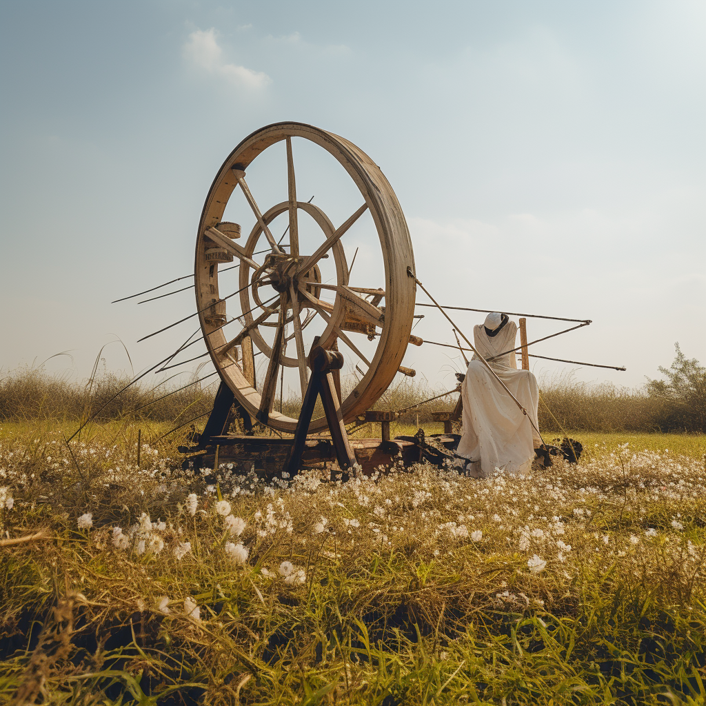 Gandhi Ji's Big Charkha in Grass