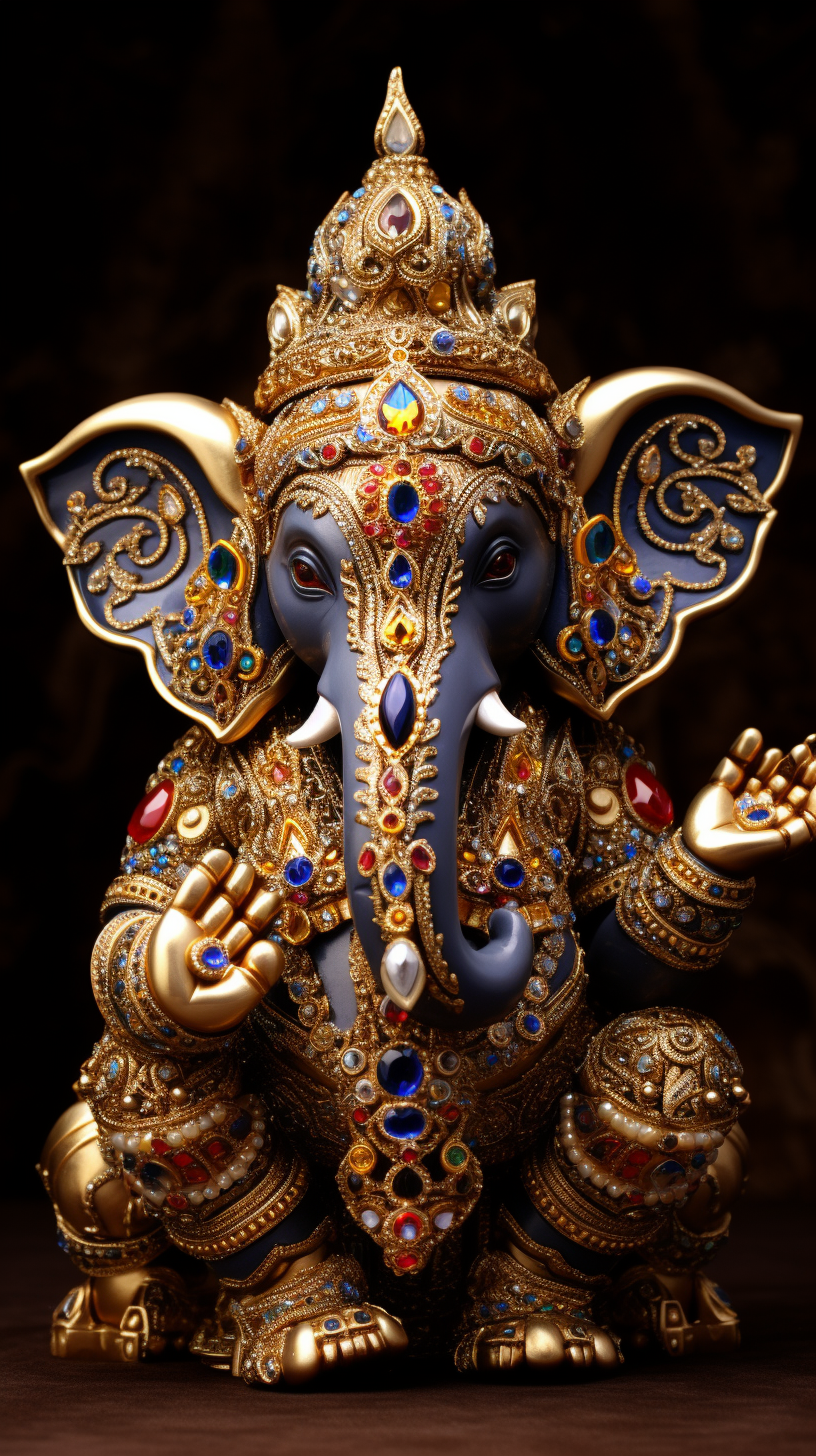 Ganesh Elephant with Jeweled Accessories