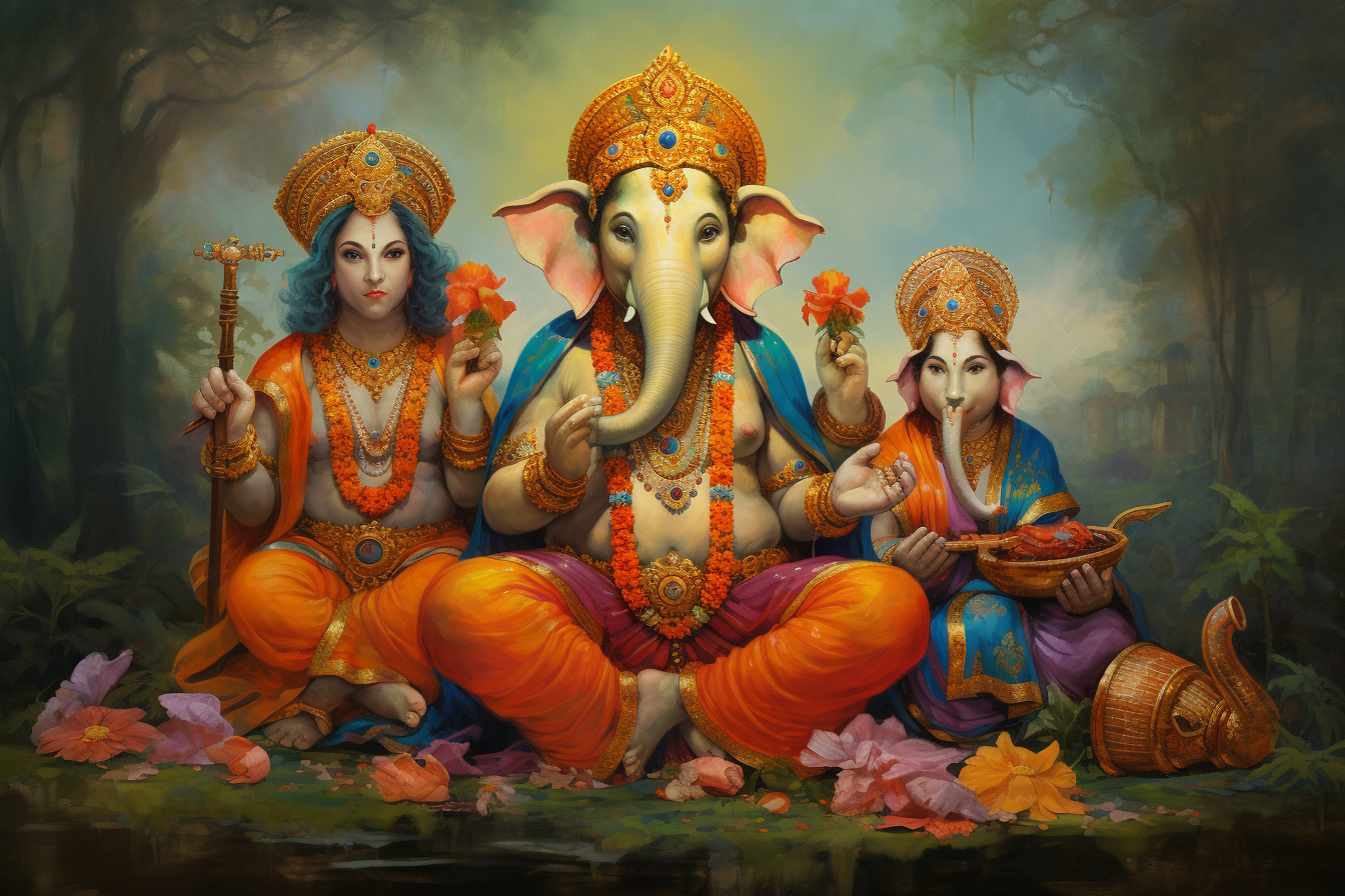 Lord Ganesha with Both Parents Blessings