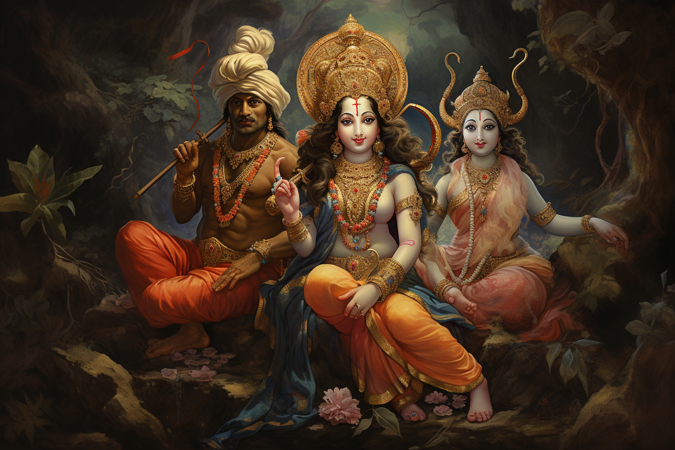 Divine Lord Ganesha with Shiva and Parvati