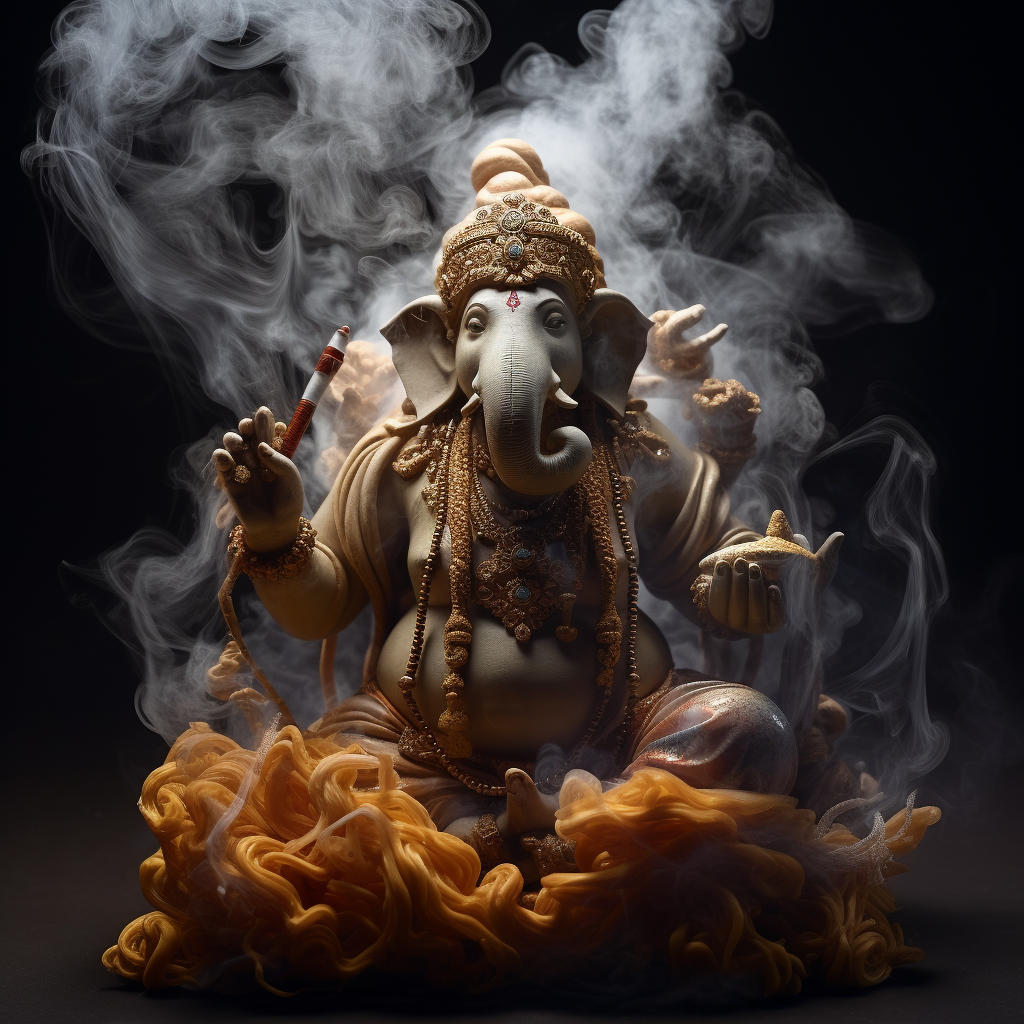 Ganesha formed by smoke on incense stick