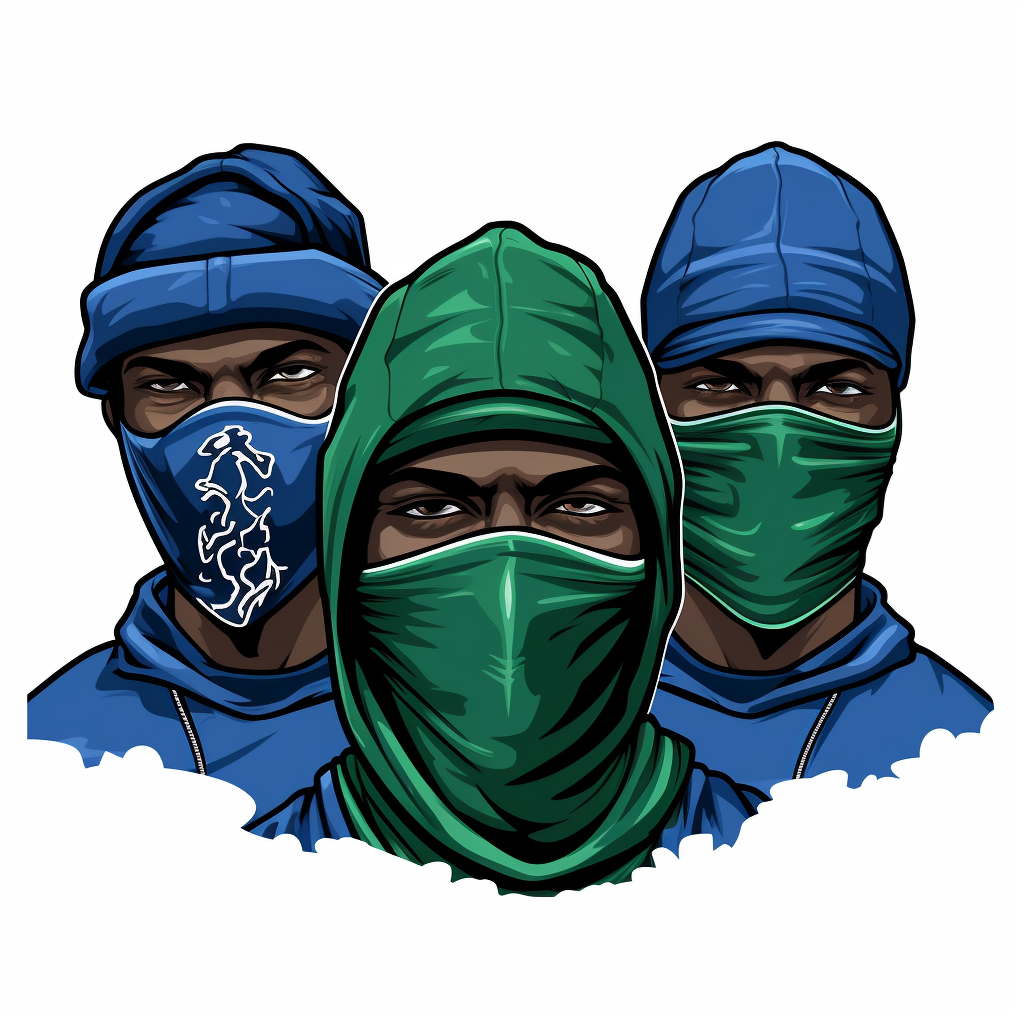 Gang members with bandana masks