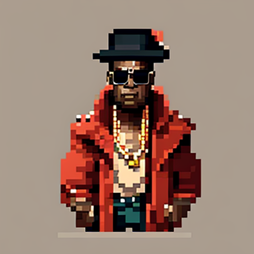 Gangsta character in pixel style art