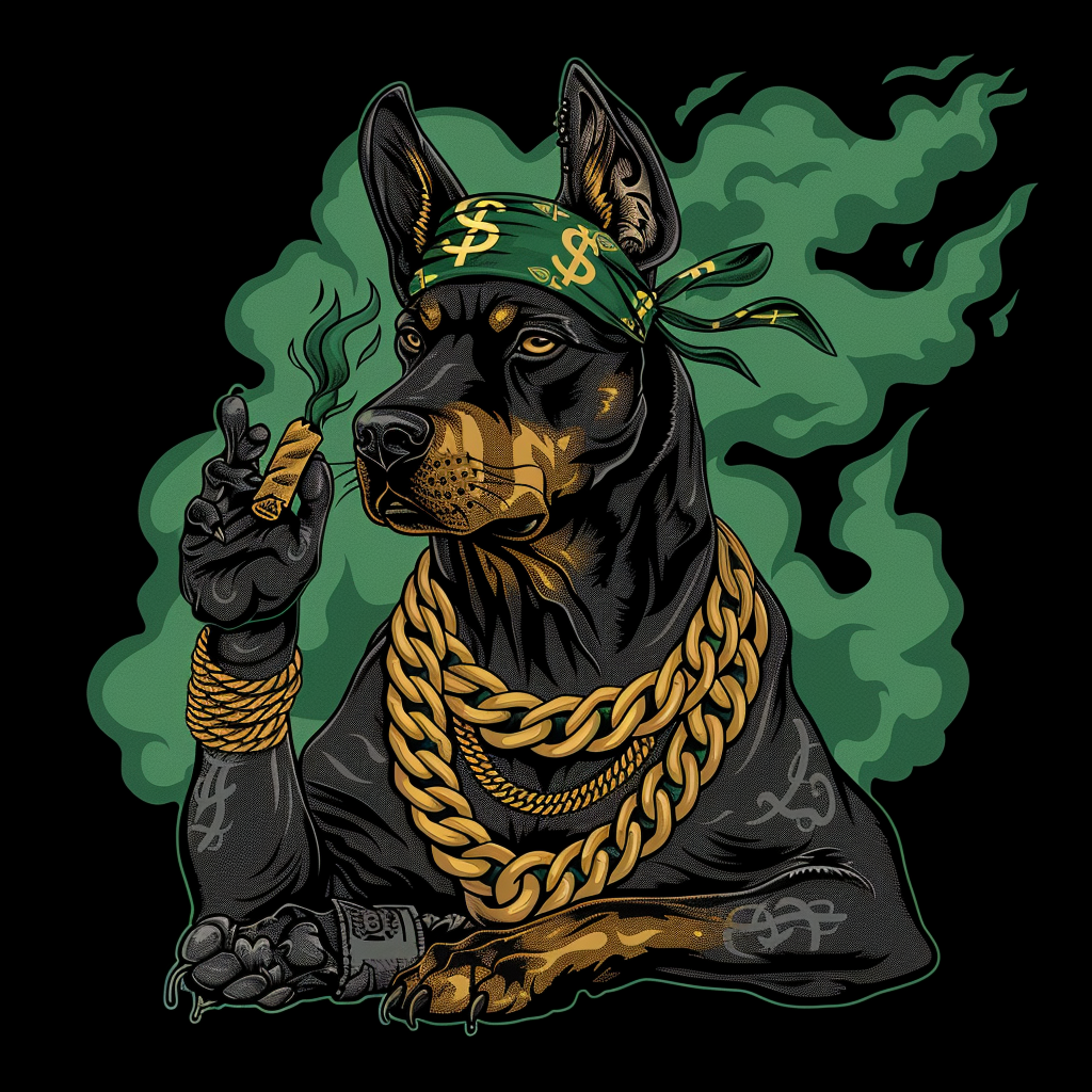 Sitting Gangsta Doberman Dog