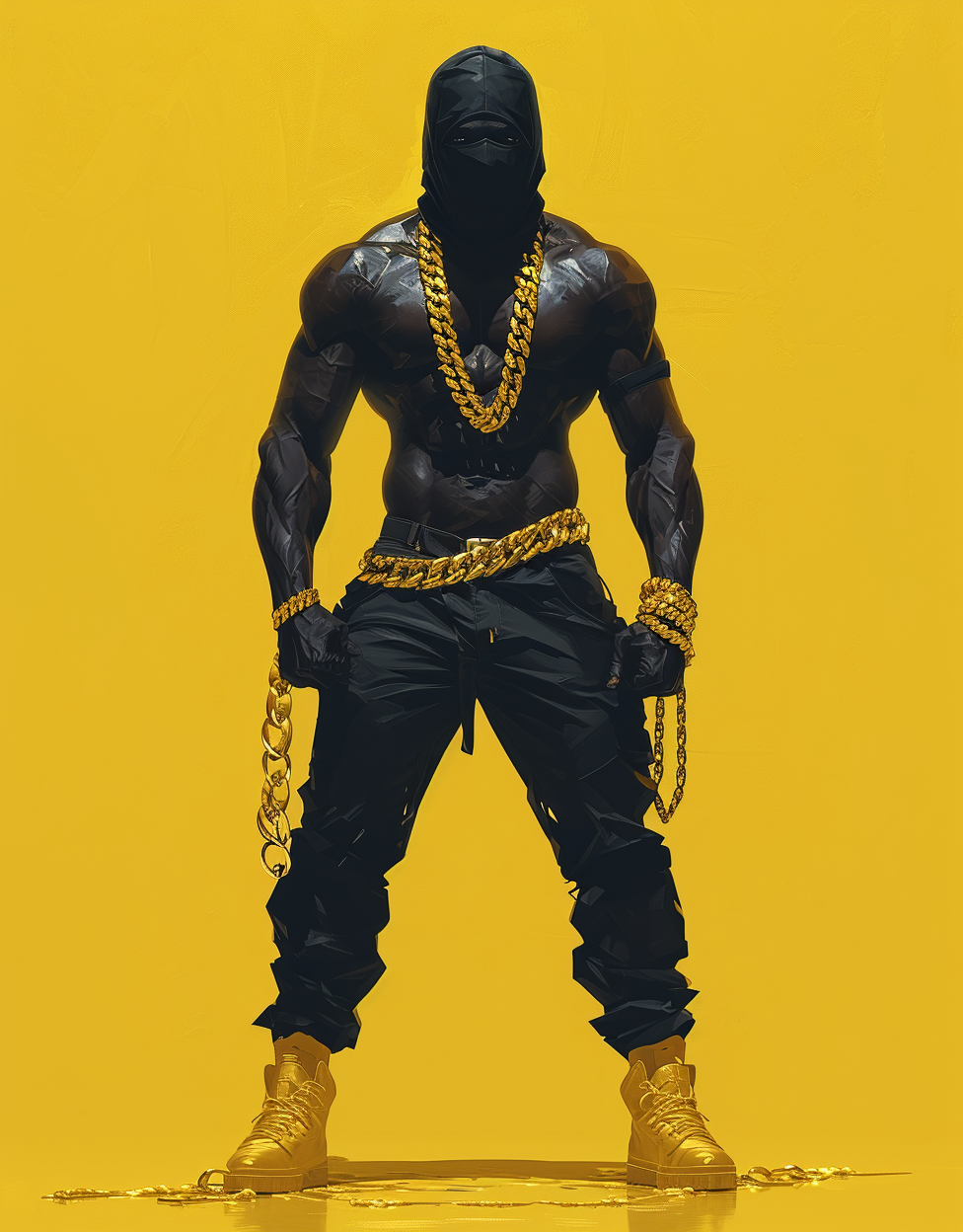 Gangsta with Golden Chains and Balaclava