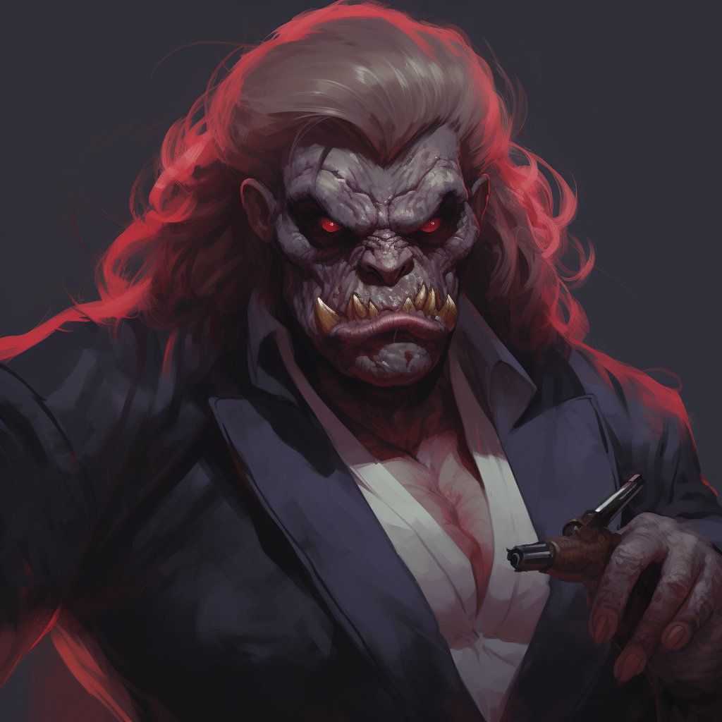 Female gangster ape portrait image