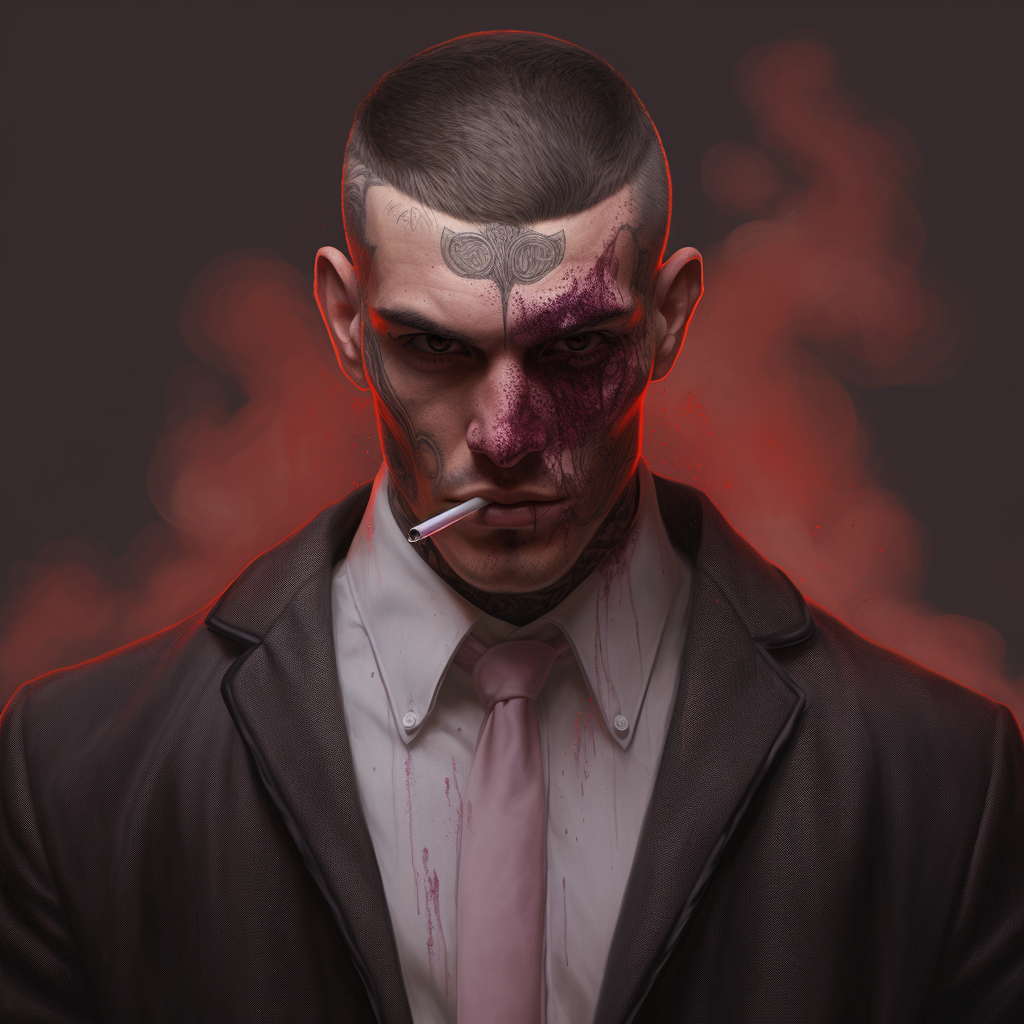 Male gangster with chemicals portrait