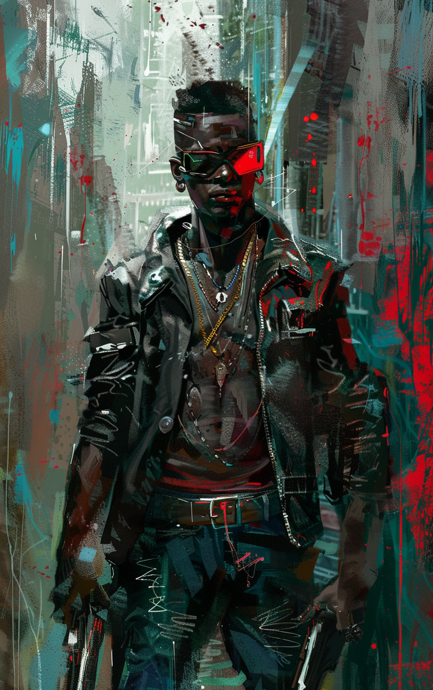 Gangster Cyberpunk Oil Painting AR 5:8